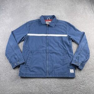 Quiksilver Jacket Mens Medium Blue White Stripe Canvas Full Zip Skater Surfer